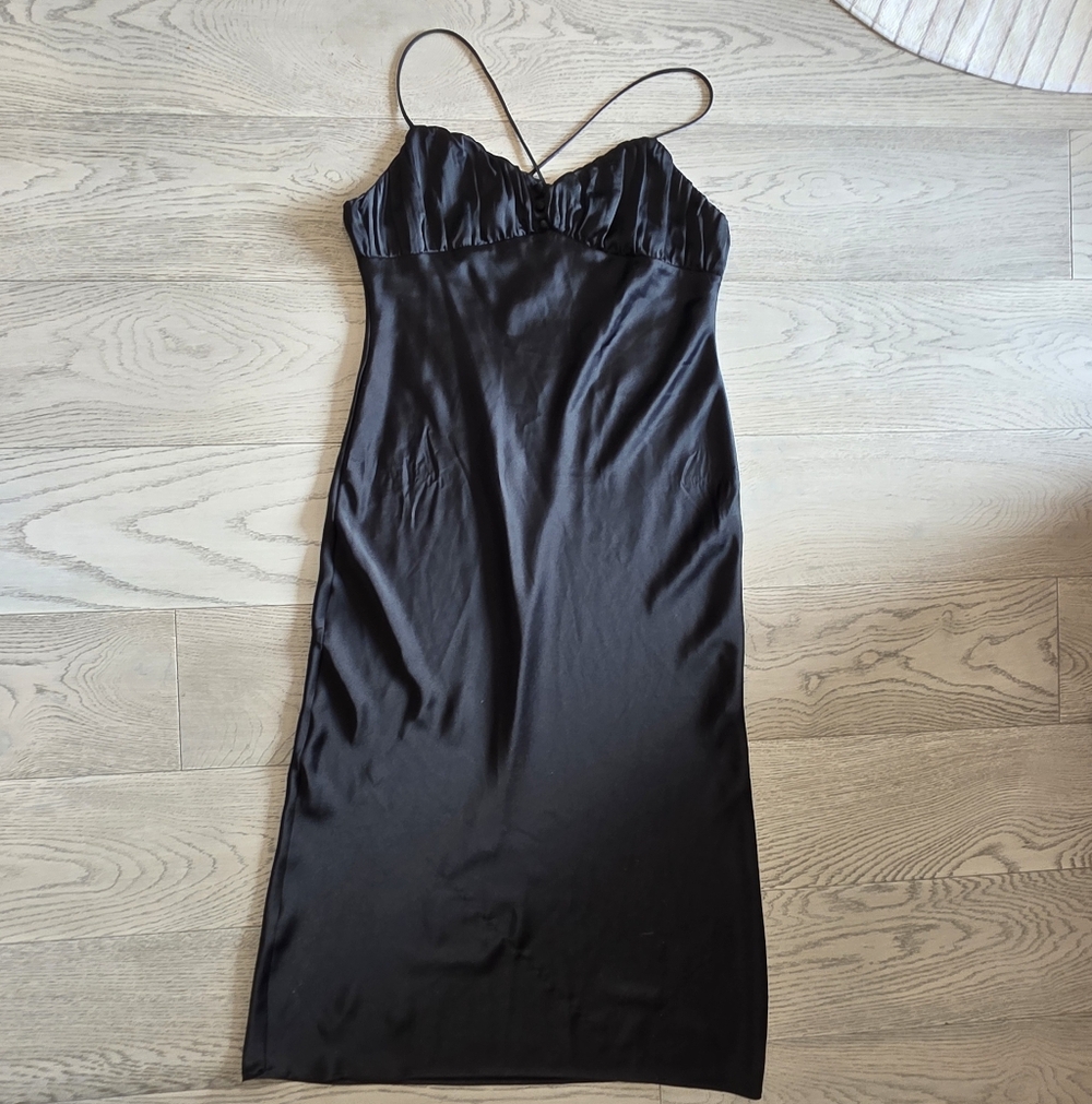 Zara Black Satin Slip Dress